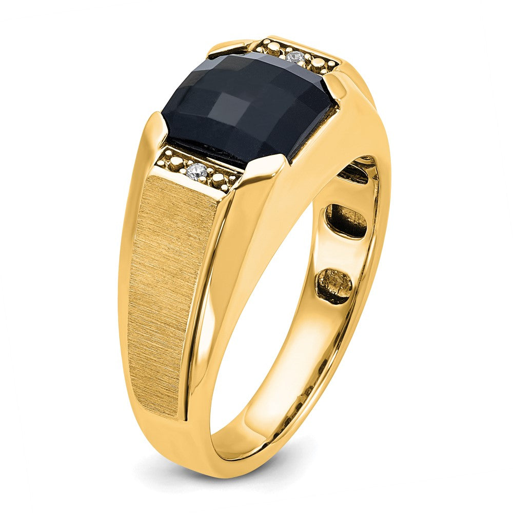 IBGoodman 10k Men's Polished and Satin Onyx and .02 Carat A Quality Diamond Ring
