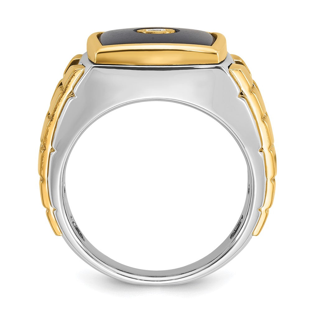IB Goodman 10k Two-tone Mens Holds 13mm Cushion Gemstone and 1-3.0mm Diamond Ring Mounting