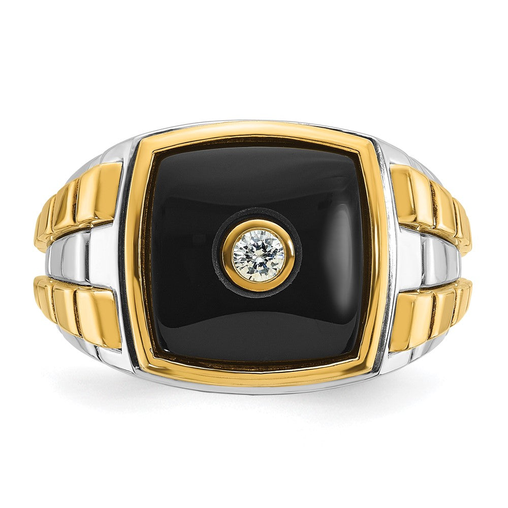 IB Goodman 10k Two-tone Mens Holds 13mm Cushion Gemstone and 1-3.0mm Diamond Ring Mounting