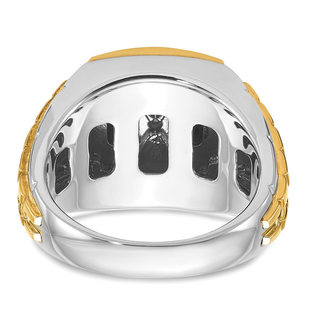 IB Goodman 10k Two-tone Mens Holds 13mm Cushion Gemstone and 1-3.0mm Diamond Ring Mounting