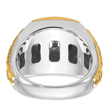 IB Goodman 10k Two-tone Mens Holds 13mm Cushion Gemstone and 1-3.0mm Diamond Ring Mounting