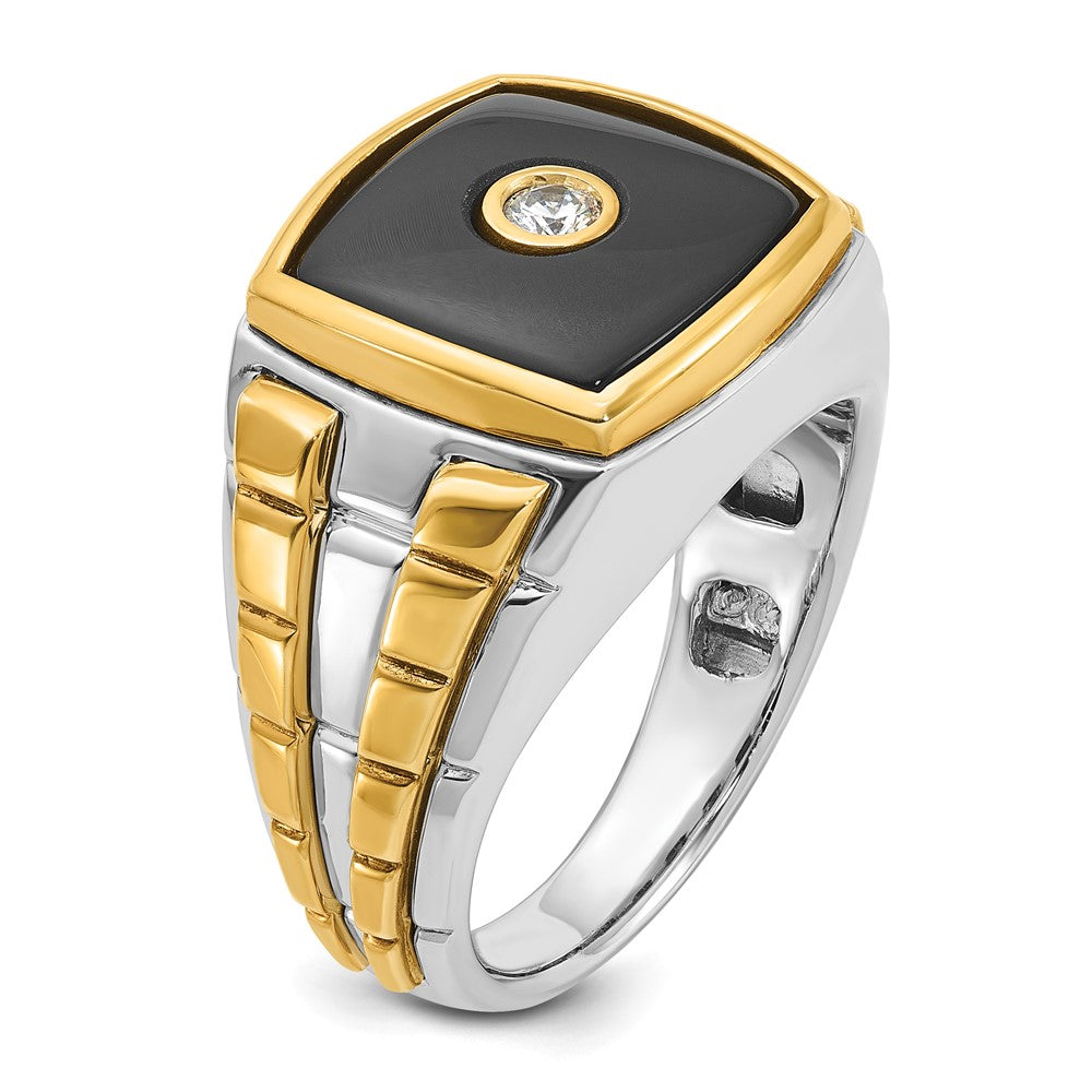 IB Goodman 10k Two-tone Mens Holds 13mm Cushion Gemstone and 1-3.0mm Diamond Ring Mounting