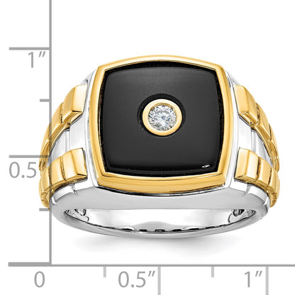 IB Goodman 10k Two-tone Mens Holds 13mm Cushion Gemstone and 1-3.0mm Diamond Ring Mounting