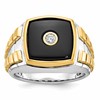 IB Goodman 10k Two-tone Mens 13mm Cushion Onyx and 1/10 carat Diamond Complete Ring