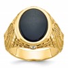 IB Goodman 10k Mens 16x12mm Oval Onyx and 1/10 carat Diamond Complete Ring