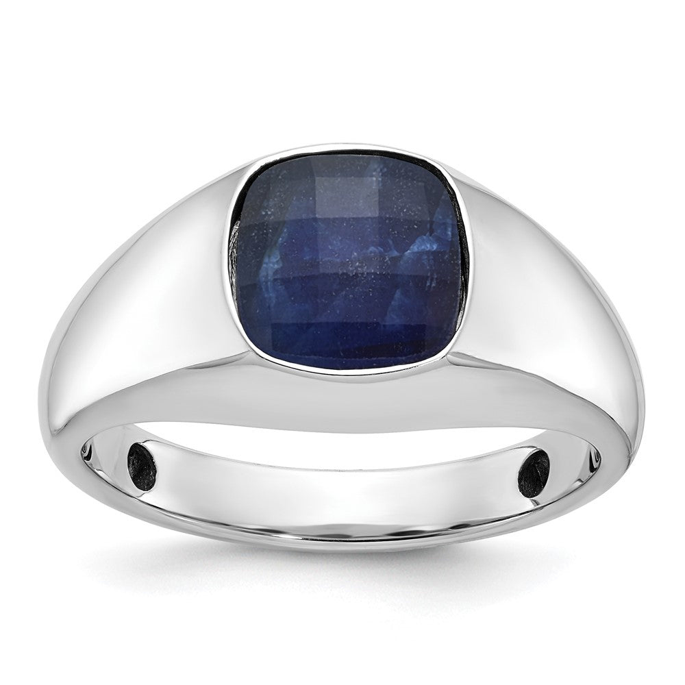 IB Goodman 10k White Gold Mens Holds 9mm Cushion Gemstone Ring Mounting