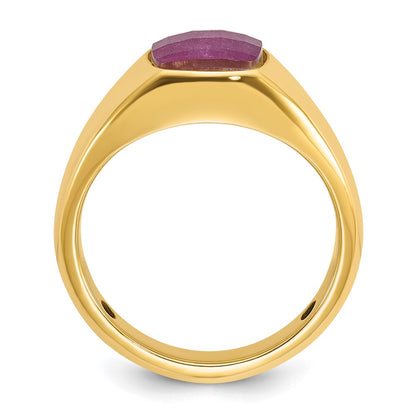 IB Goodman 10k Mens 9mm Cushion Ruby Doublet Stone Complete Ring