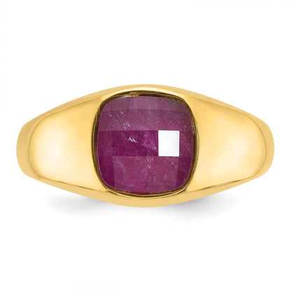 IB Goodman 10k Mens 9mm Cushion Ruby Doublet Stone Complete Ring