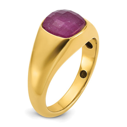 IB Goodman 10k Mens 9mm Cushion Ruby Doublet Stone Complete Ring