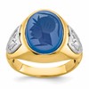 IB Goodman 10k Two-tone Mens Carved Soldier Oval Blue Agate with Eagle Shields Complete Ring