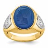 IB Goodman 10k Two-tone Mens Holds Oval Gemstone with Eagle Shields Ring Mounting