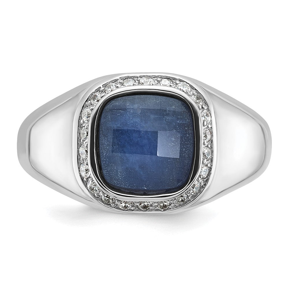 IB Goodman 10k White Gold Mens Holds Cushion Gemstone and 22-1.3mm Diamonds Halo Ring Mounting