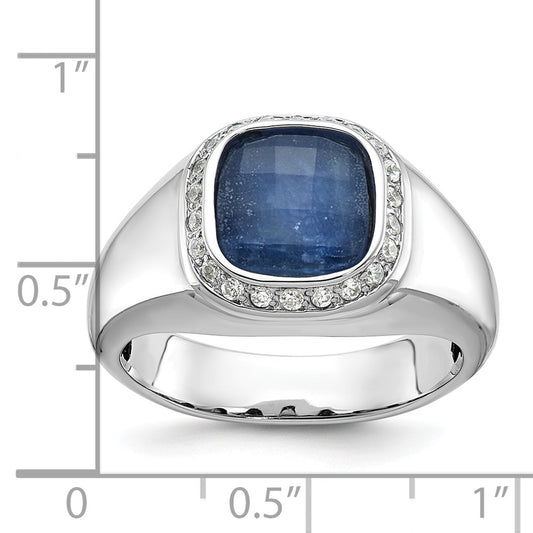 IB Goodman 10k White Gold Mens Holds Cushion Gemstone and 22-1.3mm Diamonds Halo Ring Mounting