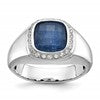 IB Goodman 10k White Gold Mens Holds Cushion Gemstone and 22-1.3mm Diamonds Halo Ring Mounting
