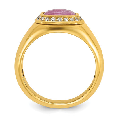 IB Goodman 10k Mens Cushion Ruby Doublet Stone and 1/5 carat Diamond Halo Complete Ring