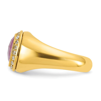 IB Goodman 10k Mens Holds Cushion Gemstone and 22-1.3mm Diamonds Halo Ring Mounting