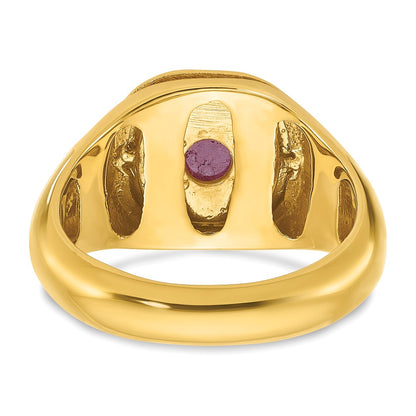 IB Goodman 10k Mens Cushion Ruby Doublet Stone and 1/5 carat Diamond Halo Complete Ring