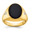IB Goodman 10k Mens 16x12mm Oval Onyx and 1/10 carat Diamond Complete Ring