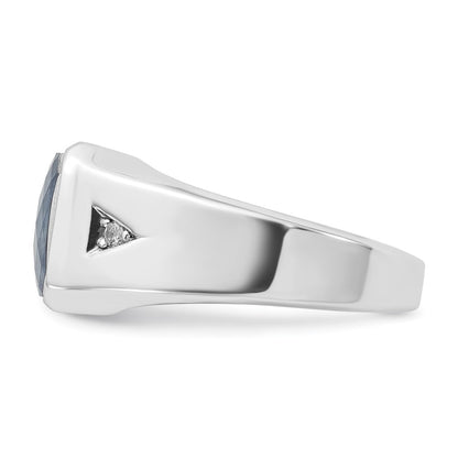 IB Goodman 10k White Gold Mens 10x8mm Octagon Sapphire Doublet Stone and 1/20 carat Diamond Complete Ring