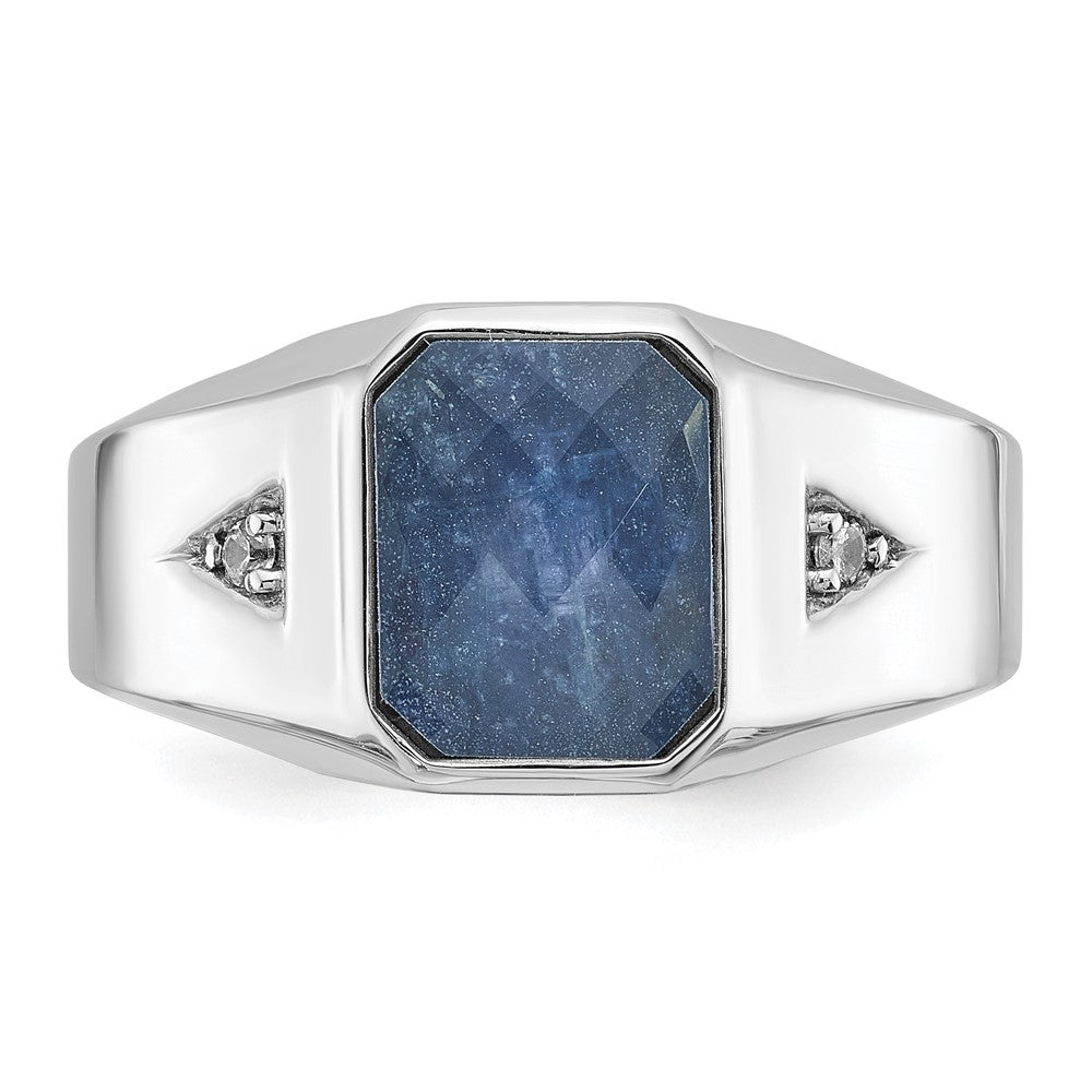 10kw IBGoodman Men's Sapphire Doublet Stone and Diamond Complete Ring