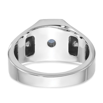 IB Goodman 10k White Gold Mens 10x8mm Octagon Sapphire Doublet Stone and 1/20 carat Diamond Complete Ring