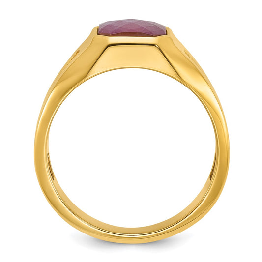 IB Goodman 10k Mens Holds 10x8mm Octagon Gemstone and 2-1.7mm Diamonds Ring Mounting