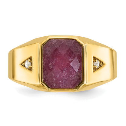 IB Goodman 10k Mens Holds 10x8mm Octagon Gemstone and 2-1.7mm Diamonds Ring Mounting