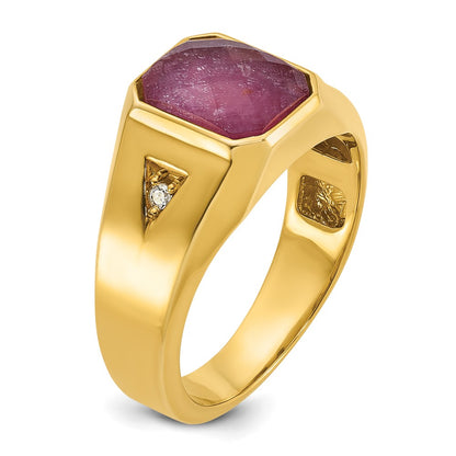 IB Goodman 10k Mens Holds 10x8mm Octagon Gemstone and 2-1.7mm Diamonds Ring Mounting