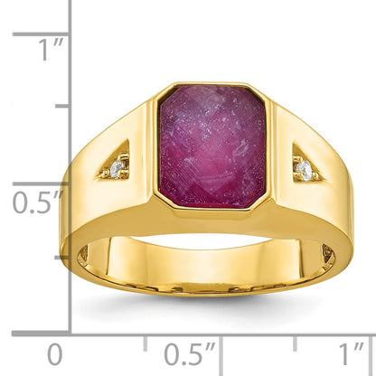 IB Goodman 10k Mens Holds 10x8mm Octagon Gemstone and 2-1.7mm Diamonds Ring Mounting