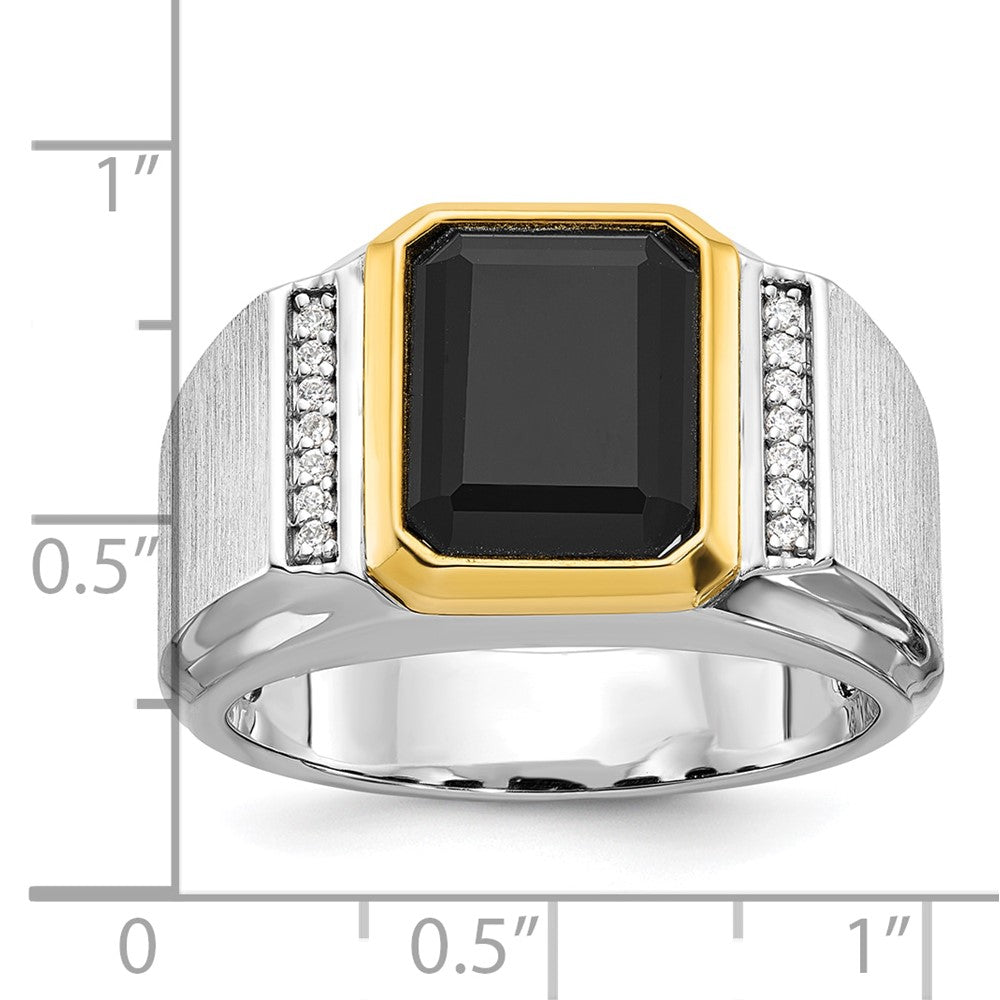IB Goodman 10k Two-tone Mens Polished and Satin Holds Octagon Gemstone and 14-1.0mm Diamonds Ring Mounting
