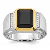 IB Goodman 10k Two-tone Mens Polished and Satin Holds Octagon Gemstone and 14-1.0mm Diamonds Ring Mounting