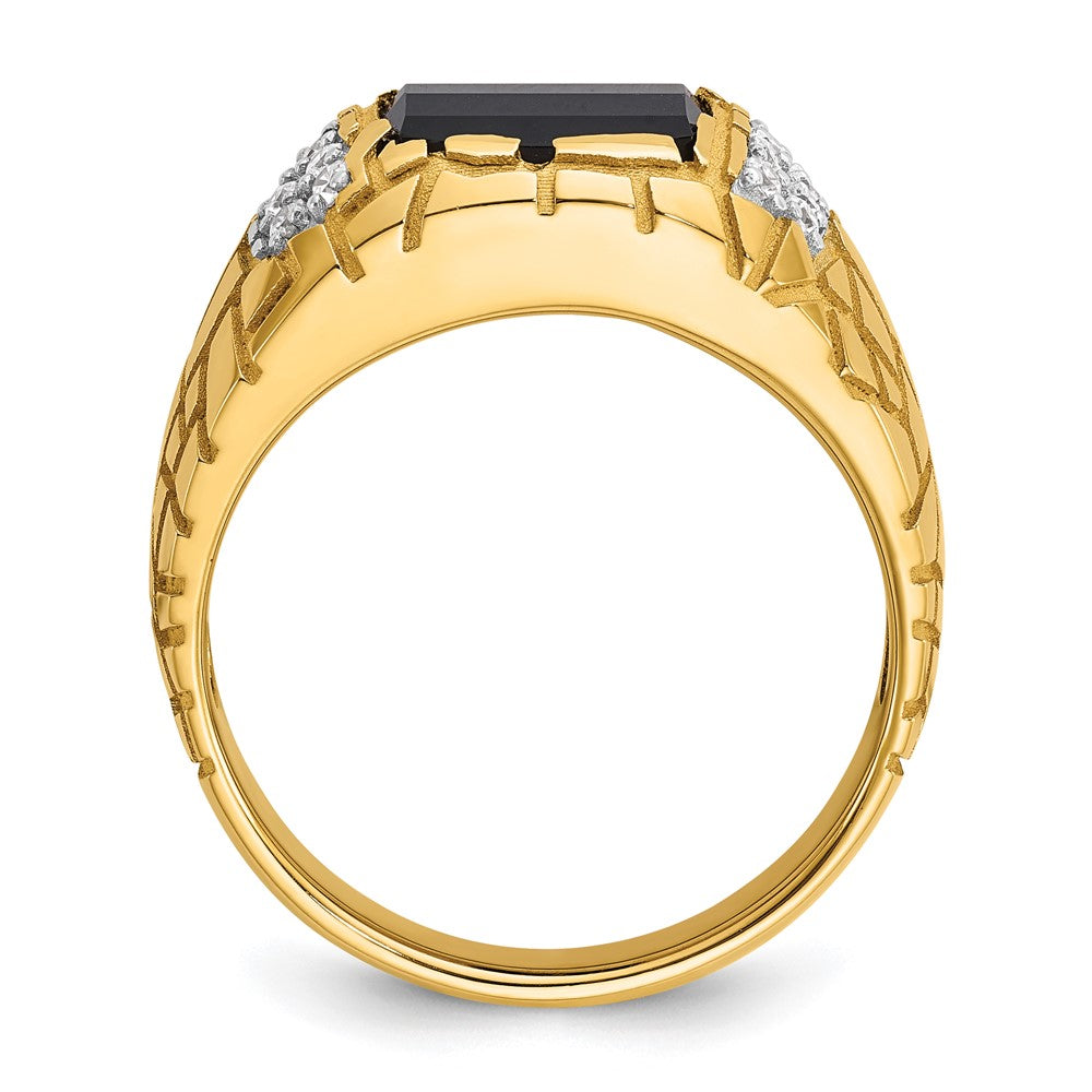 IBGoodman 10k Men's Polished and Nugget Textured Gemstone Ring Mounting