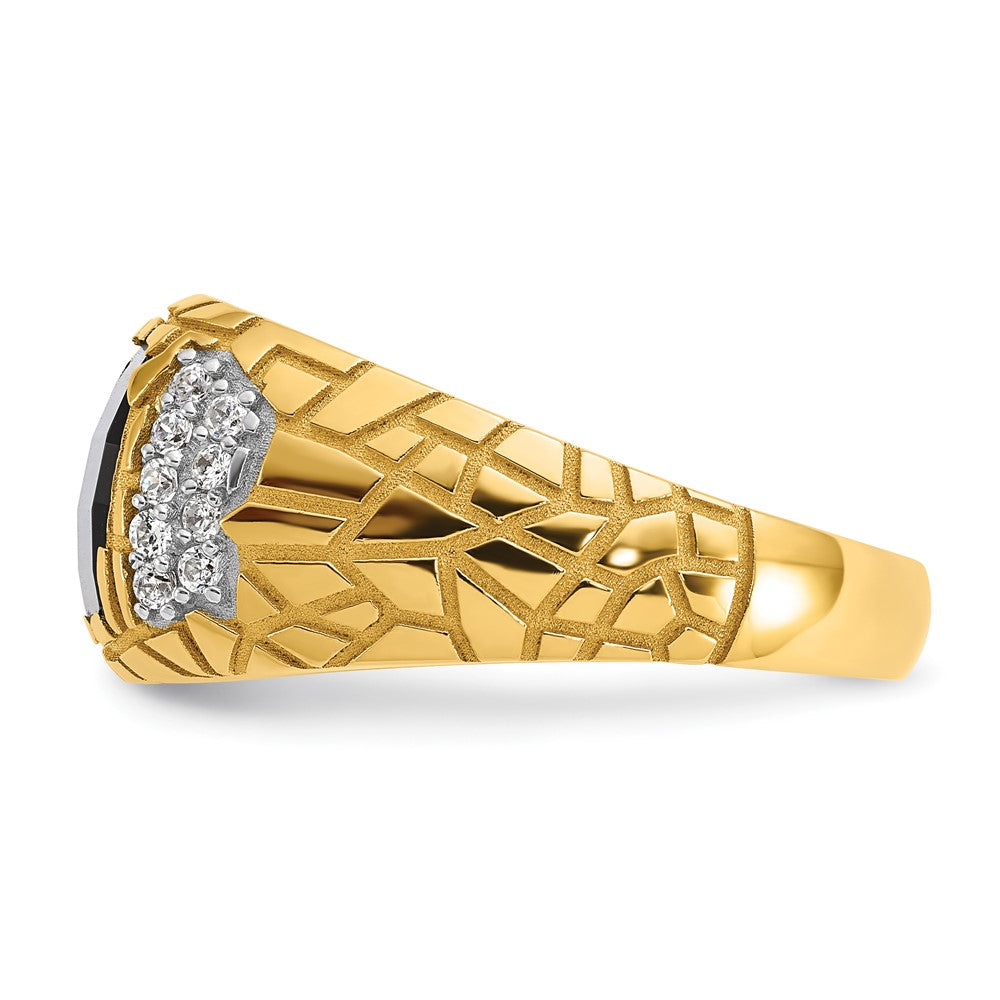 IBGoodman 10k Men's Polished and Nugget Textured Gemstone Ring Mounting