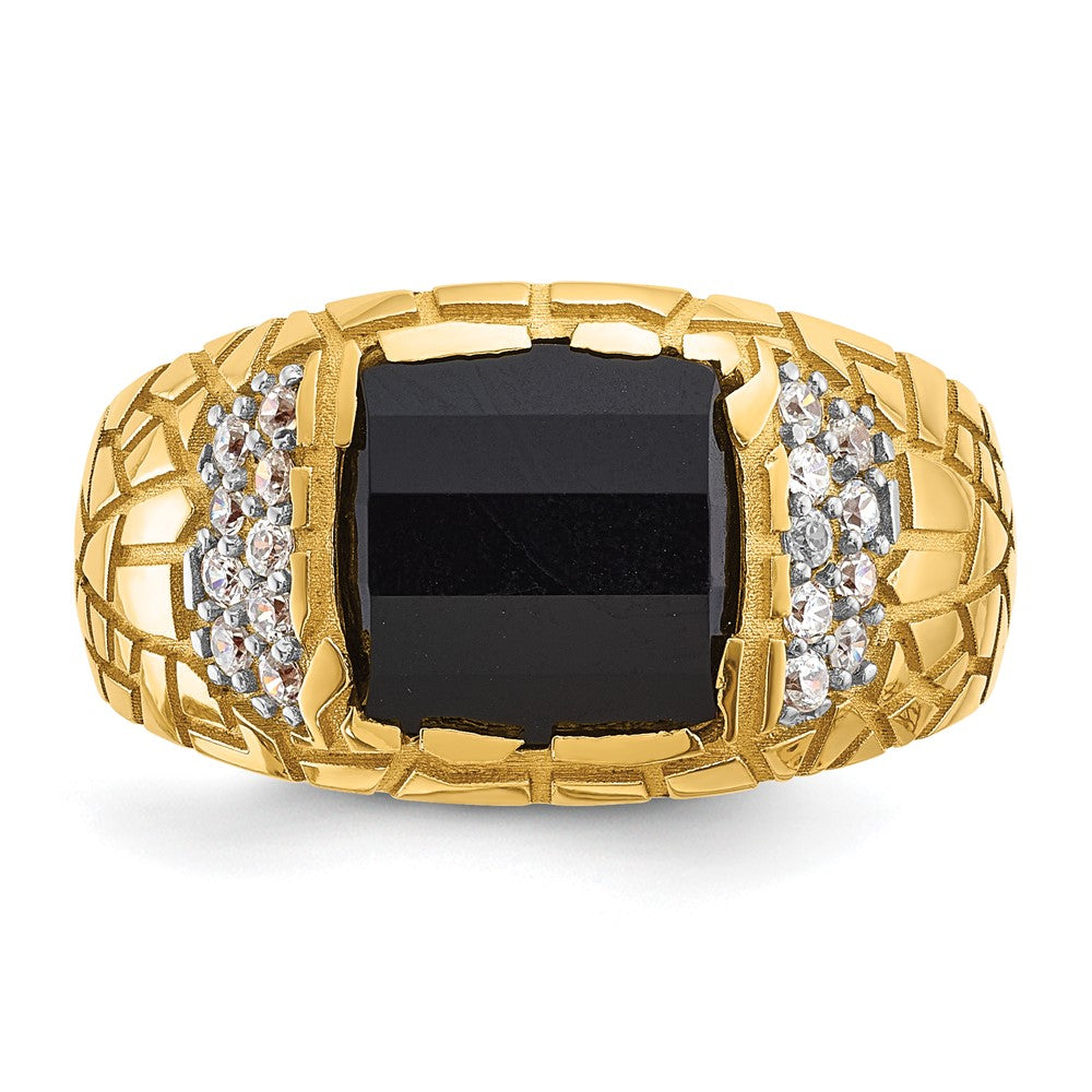IBGoodman 10k Men's Polished and Nugget Textured Gemstone Ring Mounting