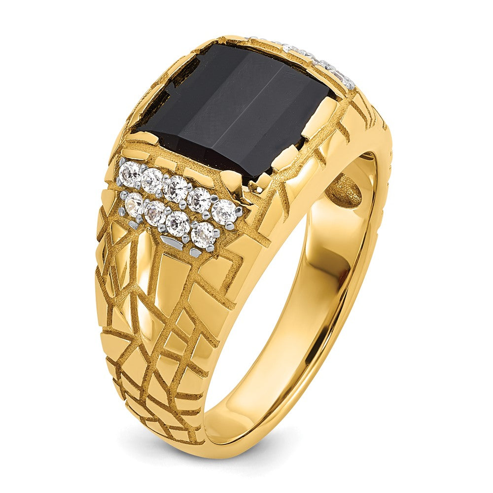 IBGoodman 10k Men's Polished and Nugget Textured Gemstone Ring Mounting