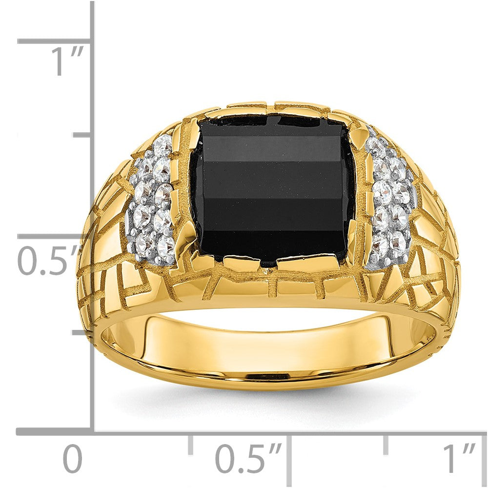 IBGoodman 10k Men's Polished and Nugget Textured Gemstone Ring Mounting