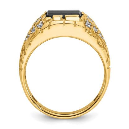 IBGoodman 14k 1/4 carat Lab Grown Diamond VS/SI+ G+ and Onyx Complete Nugget Men's Ring
