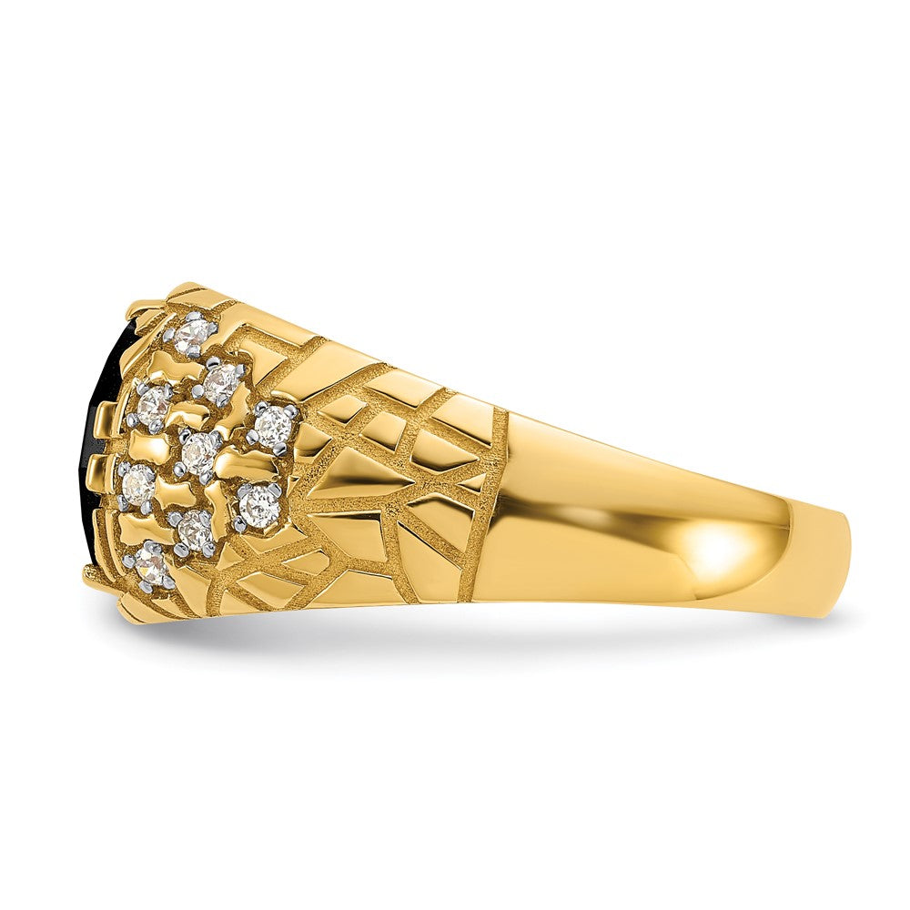 IBGoodman 14k 1/4 carat Lab Grown Diamond VS/SI+ G+ and Onyx Complete Nugget Men's Ring