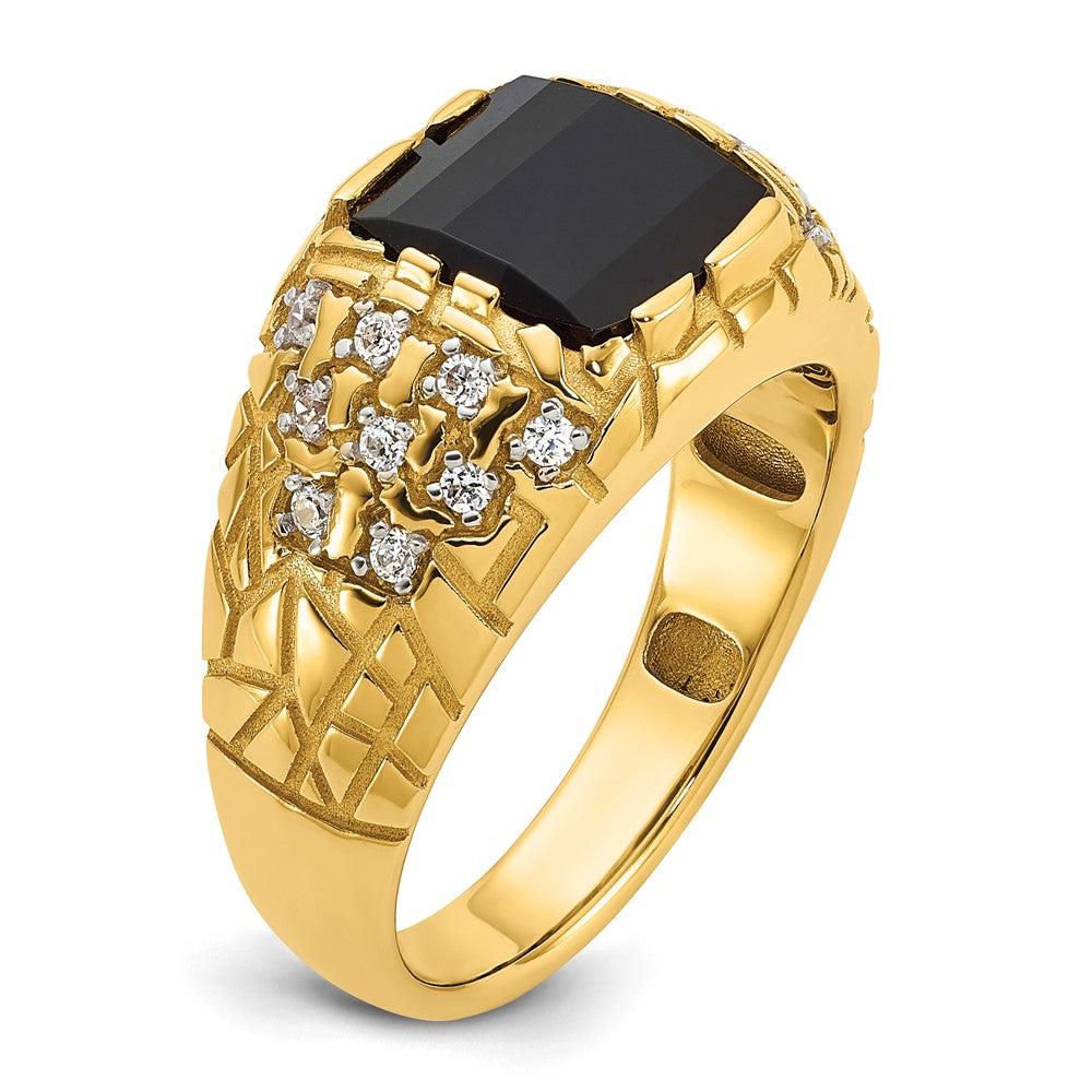 IBGoodman 14k 1/4 carat Lab Grown Diamond VS/SI+ G+ and Onyx Complete Nugget Men's Ring