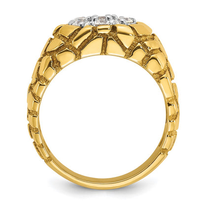 IBGoodman 14k Two-Tone 1 carat Lab Grown Diamond VS/SI+ G+ Complete Men's Textured Cluster Nugget Ring