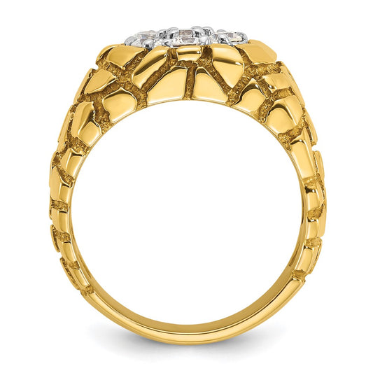 IBGoodman 14k Two-Tone 1 carat Lab Grown Diamond VS/SI+ G+ Complete Men's Textured Cluster Nugget Ring