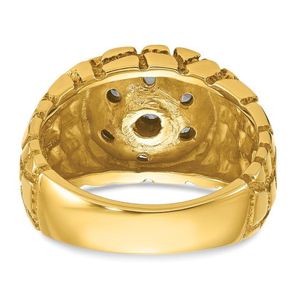 IBGoodman 14k Two-Tone 1 carat Lab Grown Diamond VS/SI+ G+ Complete Men's Textured Cluster Nugget Ring