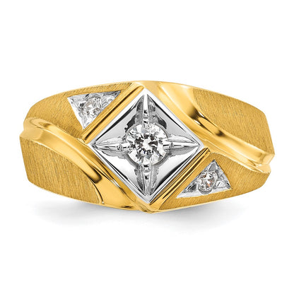 IB Goodman 10k Two-tone Mens Polished and Satin 1/4 carat Diamond Complete Ring