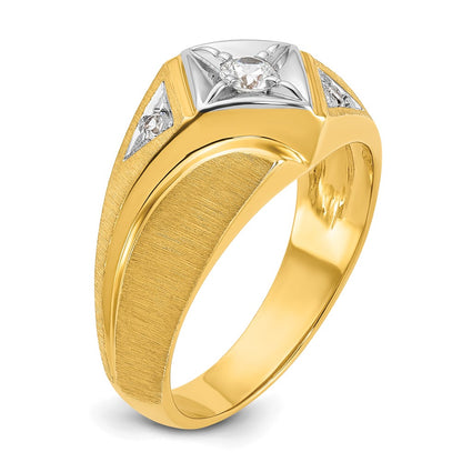 IB Goodman 10k Two-tone Mens Polished and Satin 1/4 carat Diamond Complete Ring