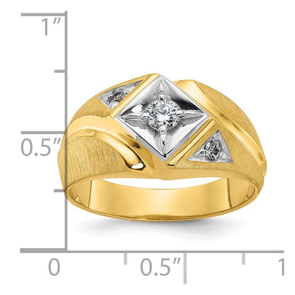 IB Goodman 10k Two-tone Mens Polished and Satin 1/4 carat Diamond Complete Ring