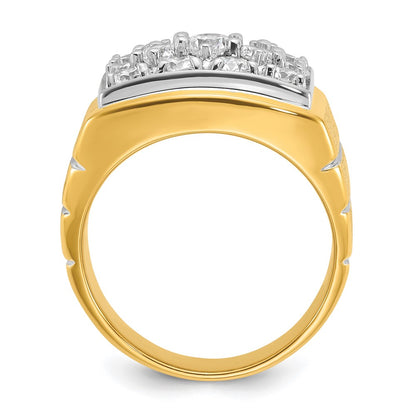 IBGoodman 14k with White Rhodium 1 7/8 carat Lab Grown Diamond VS/SI+ G+ Polished Satin and Grooved Men's Cluster Ring