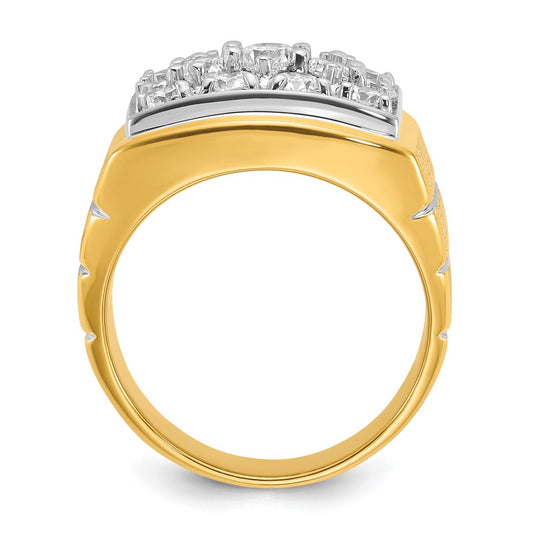 IBGoodman 14k with White Rhodium 1 7/8 carat Lab Grown Diamond VS/SI+ G+ Polished Satin and Grooved Men's Cluster Ring