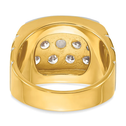 IBGoodman 14k with White Rhodium Polished Satin and Grooved Men's Cluster Ring Mounting