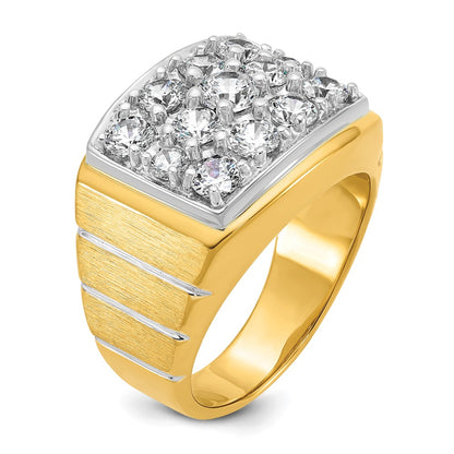 IBGoodman 14k with White Rhodium Polished Satin and Grooved Men's Cluster Ring Mounting