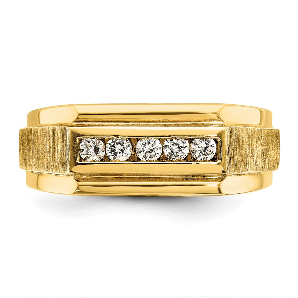 IBGoodman 14k 1/4 carat Lab Grown Diamond VS/SI+ G+ Complete Polished and Satin Five Stone Men's Ring